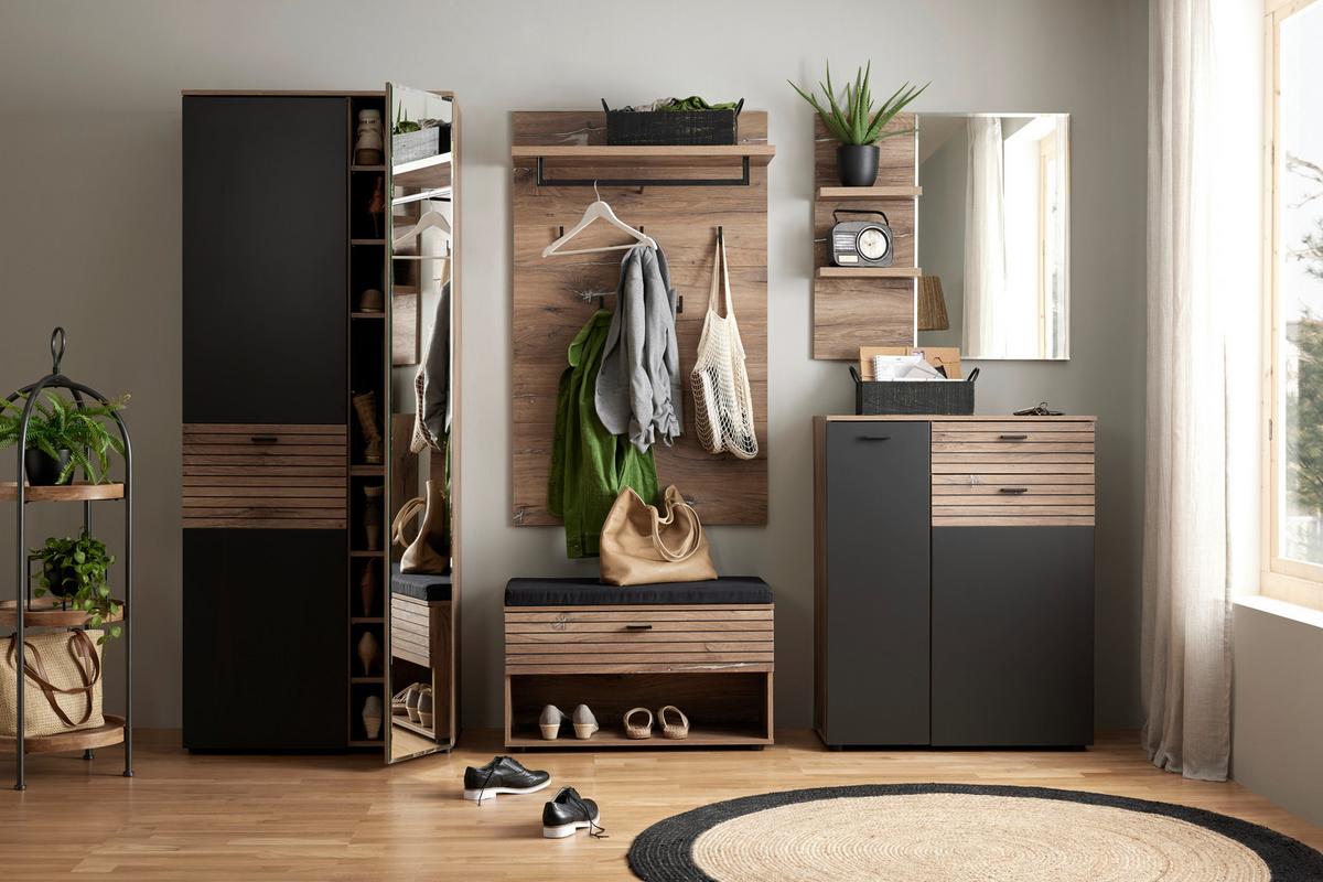 Schuhschrank in Eichefarben/Graphitfarben - Eichefarben/Graphitfarben, Modern (82/103/38cm) - Premium Living