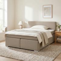 Boxspringbett Mira 2 Taupe Ca. 180x200cm - Taupe/Chromfarben, Modern, Holz/Kunststoff (180/200cm) - Based