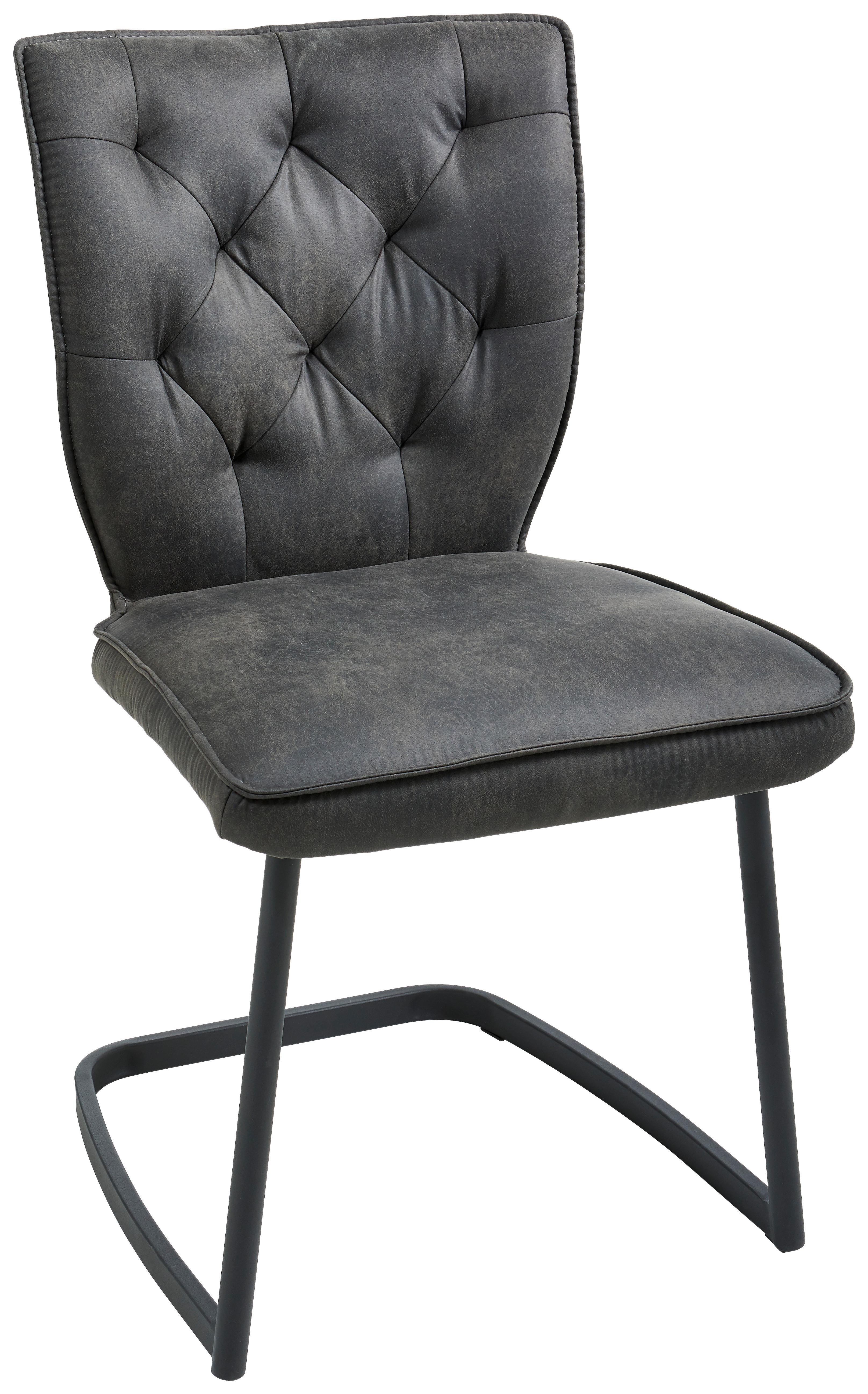 KRZESŁO NA PŁOZIE ROYAL - antracytowy/czarny, Design, metal/tkanina (46/89/58cm) - Valdera