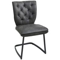 KRZESŁO NA PŁOZIE ROYAL - antracytowy/czarny, Design, metal/tkanina (46/89/58cm) - Valdera