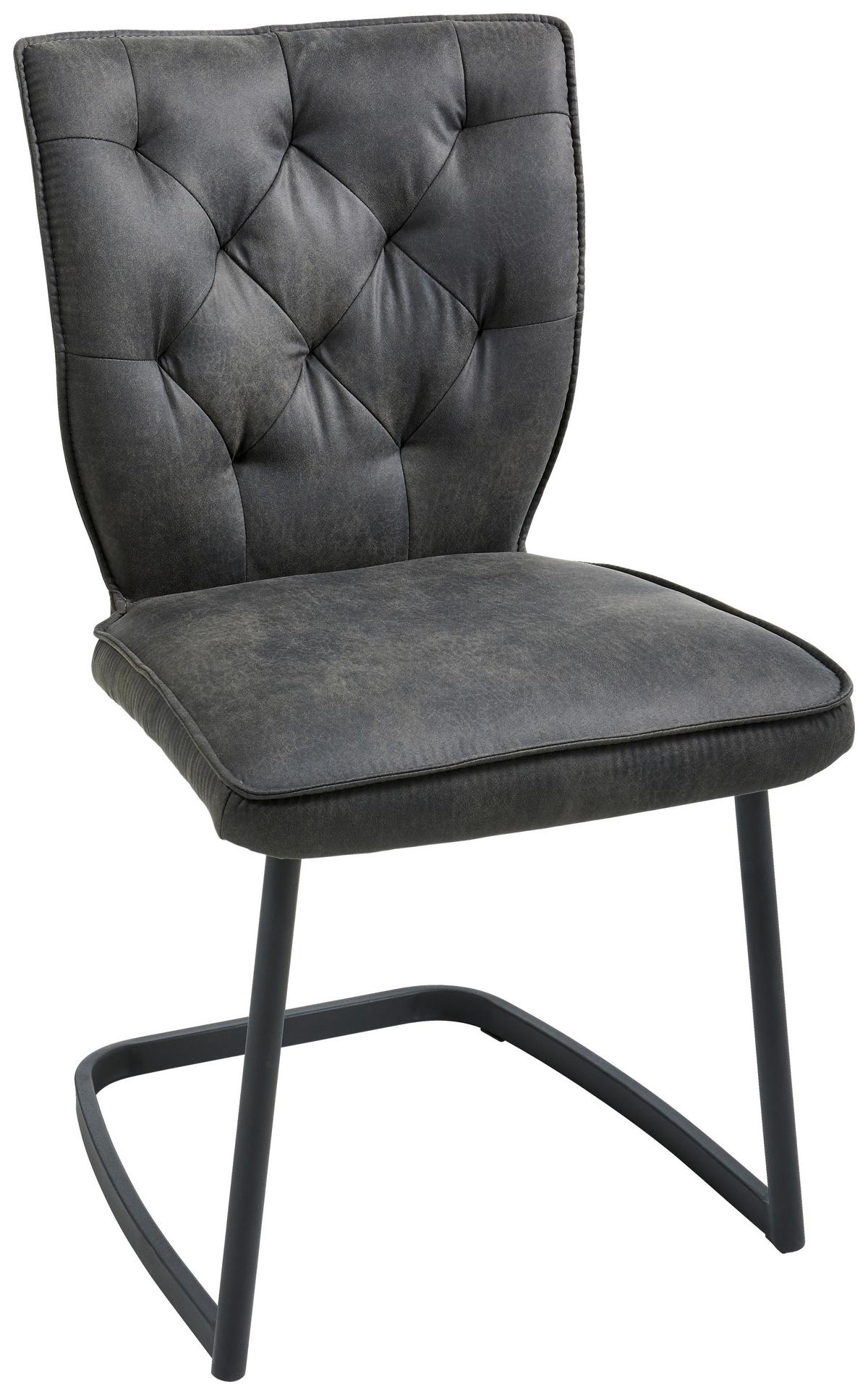 KRZESŁO NA PŁOZIE ROYAL - antracytowy/czarny, Design, metal/tkanina (46/89/58cm) - Valdera