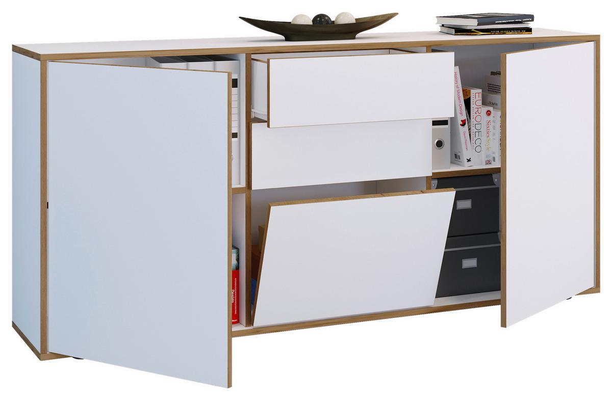 KOMMODE SALIA B160 - Honigeiche/Weiss, Design, Holzwerkstoff/Kunststoff (160/74/33cm) - MID.YOU