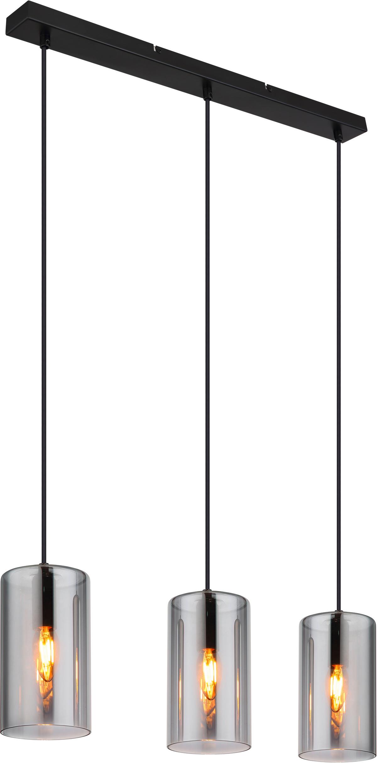 Hängeleuchte 21002-3H max. 25 Watt - Schwarz, Basics, Glas/Metall (63/11/120cm) - Globo
