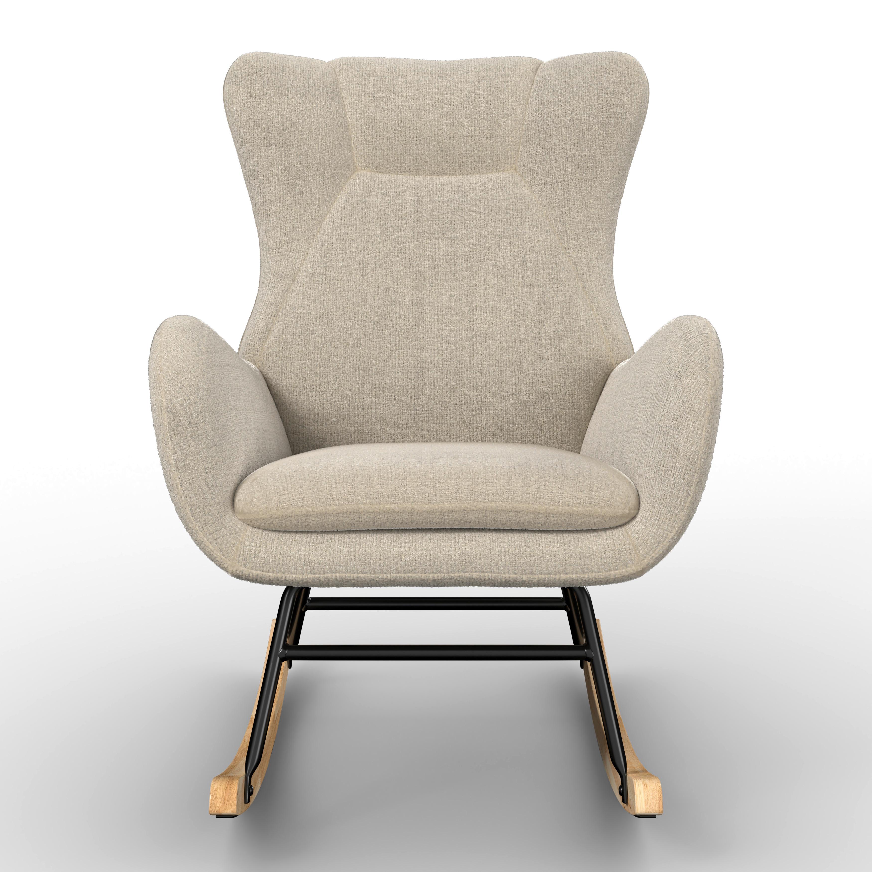 RELAXFÅTÖLJ EMILIO - beige/naturfärgad, Modern, metall/trä (68/92/87cm) - Bessagi Home