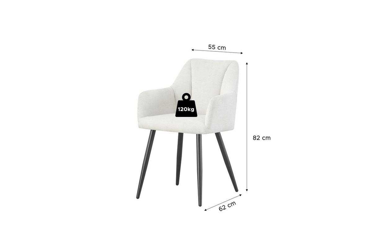 Set Stolov Bella, Krem Barva, 2 Kos - črna/krem barve, Moderno, kovina/tekstil (55/82/62cm) - MID.YOU