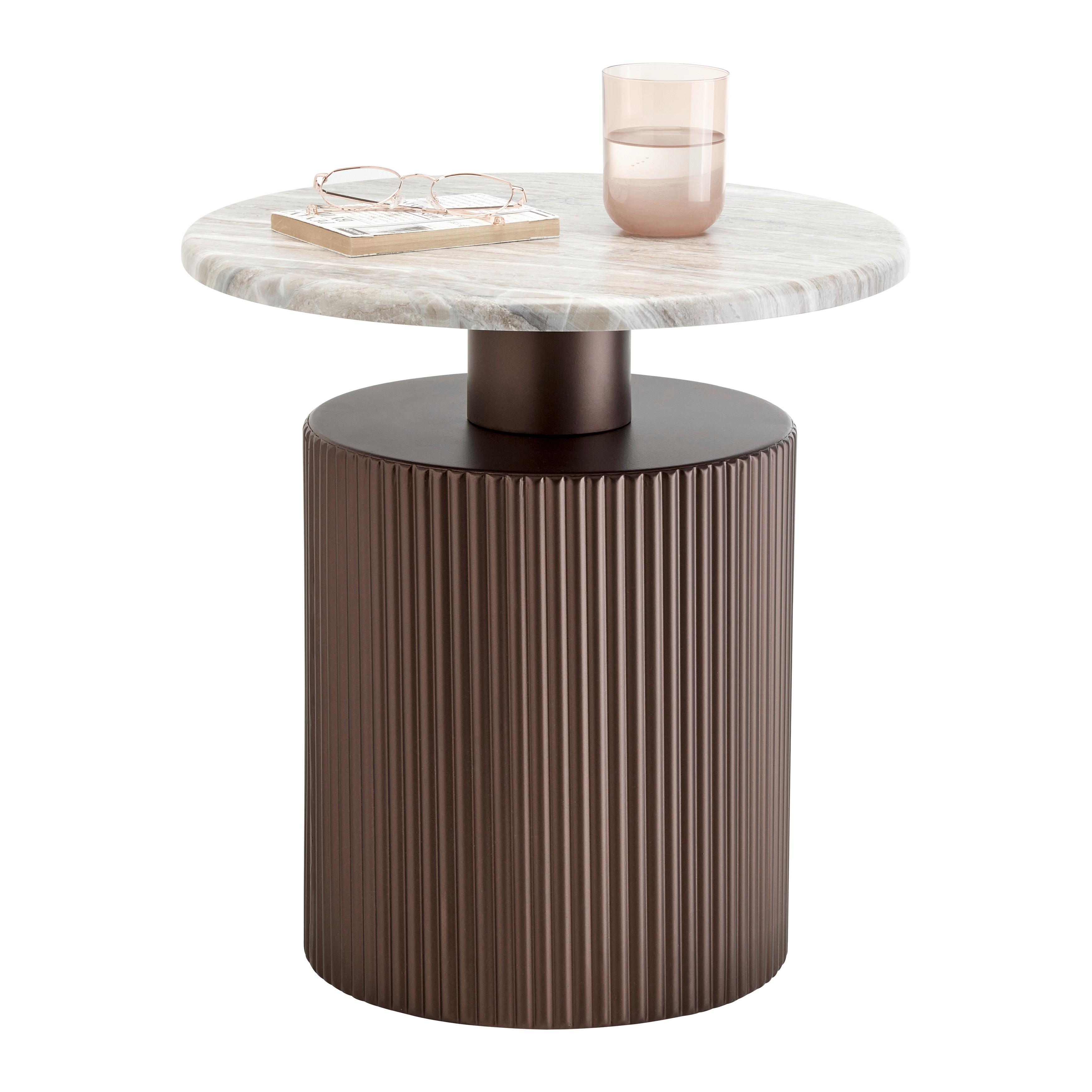 Beistelltisch Solco Naturfarben/Bronzefarben - Naturfarben/Bronzefarben, LIFESTYLE, Holzwerkstoff/Metall (44/46cm) - Premium Living