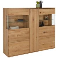 Highboard Valera in Wildeiche - Wildeiche/Schwarz, KONVENTIONELL, Glas/Holz (150/123/37cm) - Premium Living