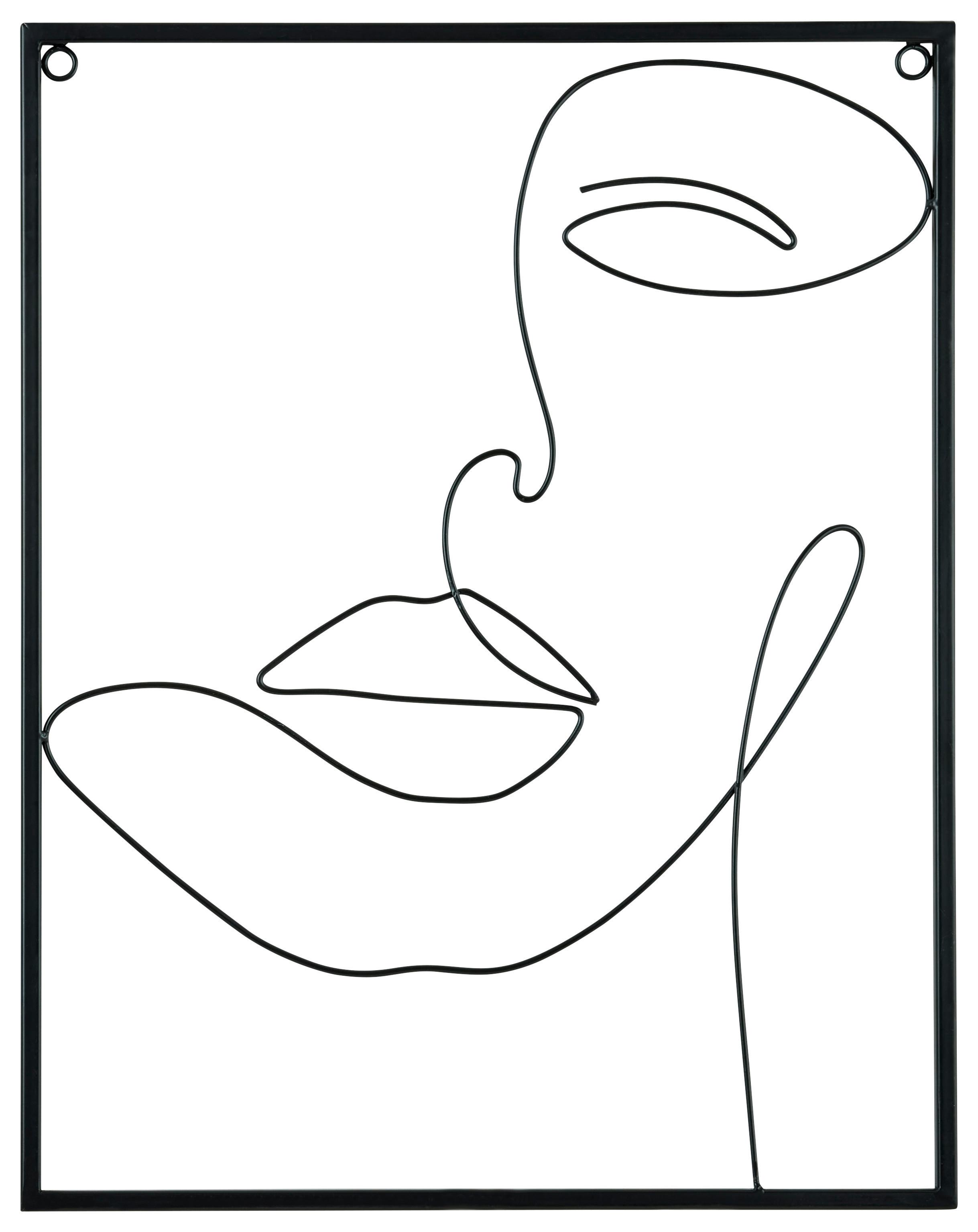 Fali Dekoráció Lady - fekete, Modern, fém (36/45/0,8cm) - Modern Living