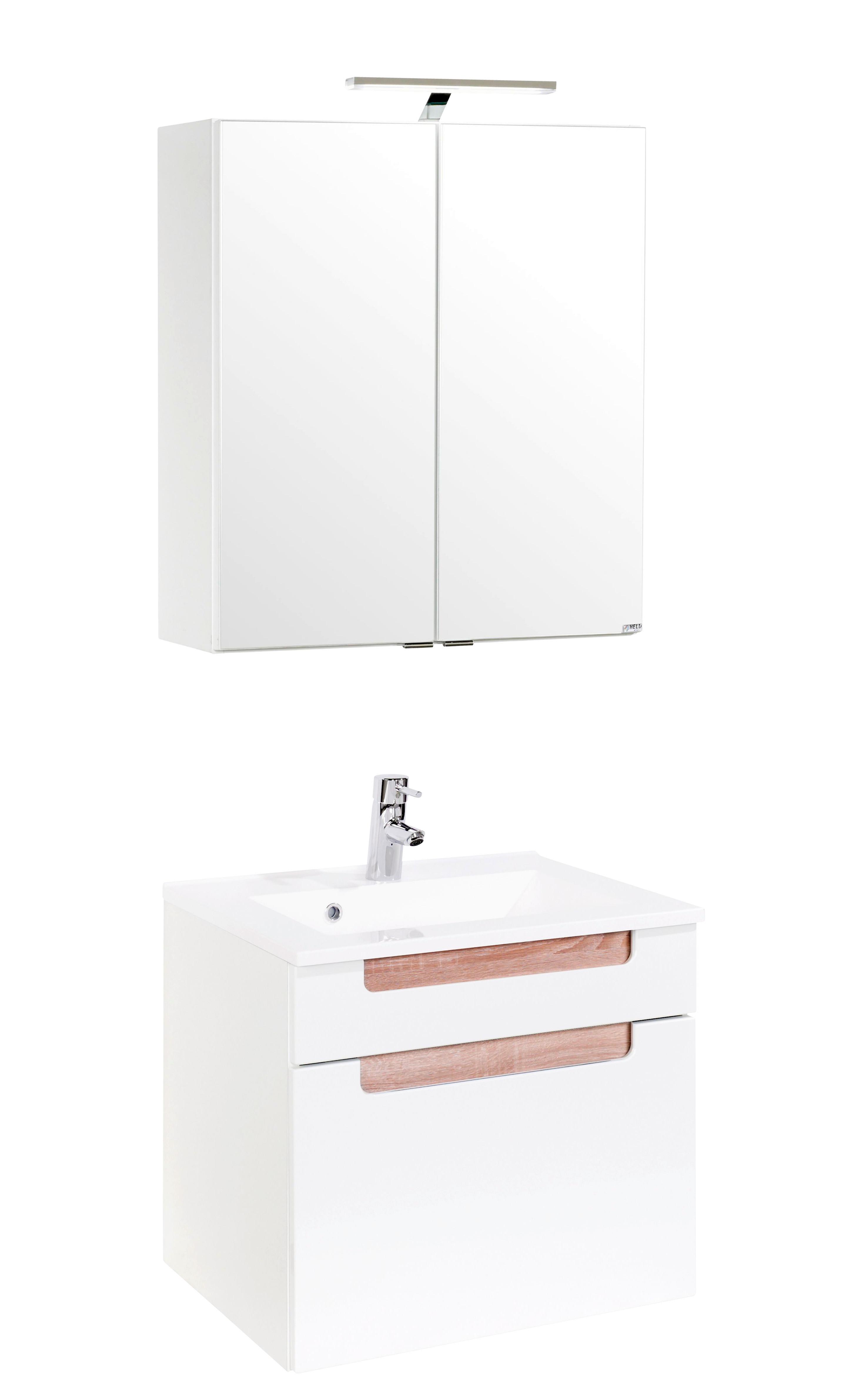 Badezimmer in Weiss/Eiche Sonoma 'Siena' - Weiß/Sonoma Eiche, MODERN, Holzwerkstoff/Stein (60cm) - Held