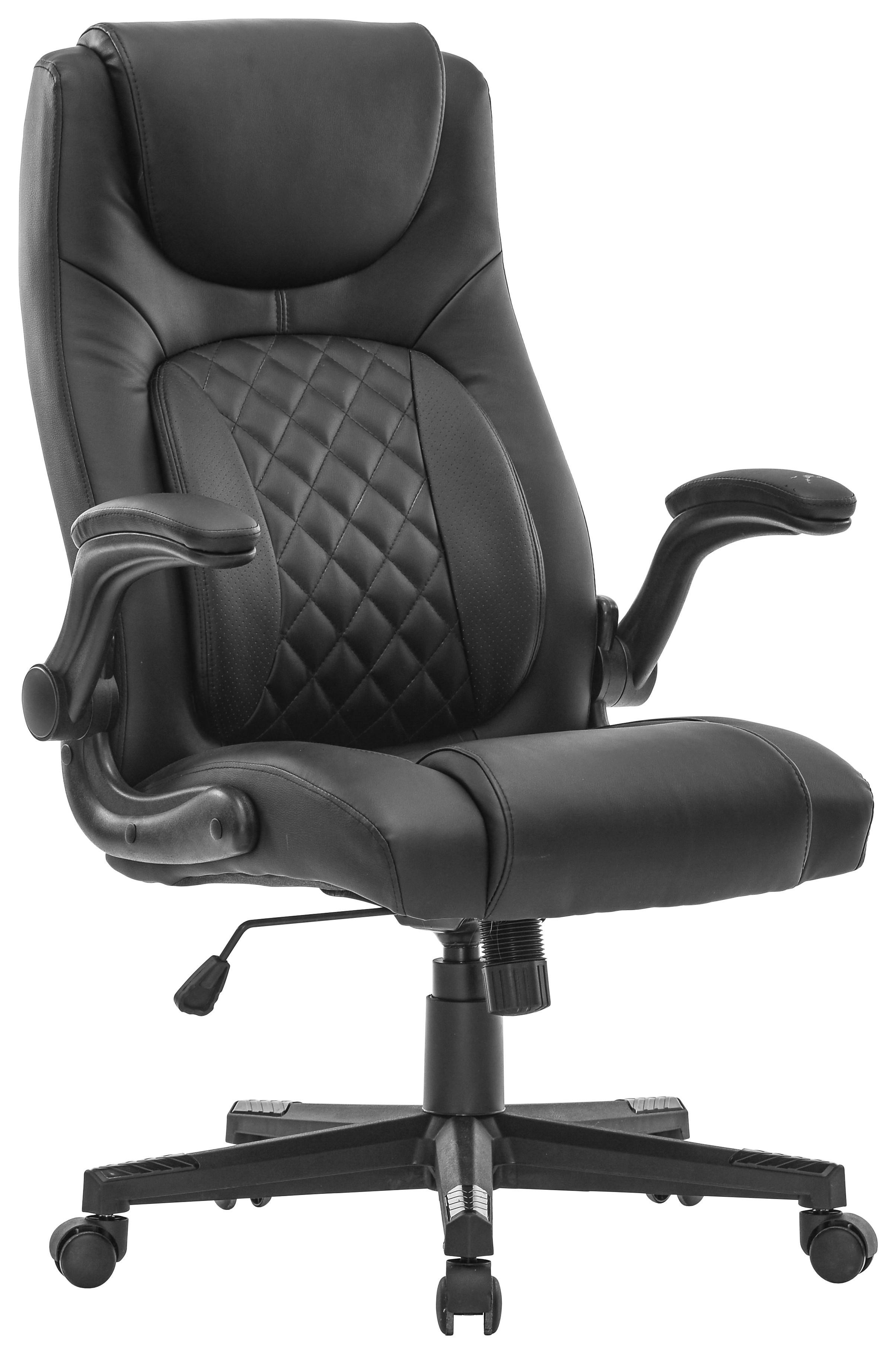 Chefsessel in Schwarz - Schwarz/Grau, Konventionell, Kunststoff/Textil (65/113-123/64cm) - Premium Living