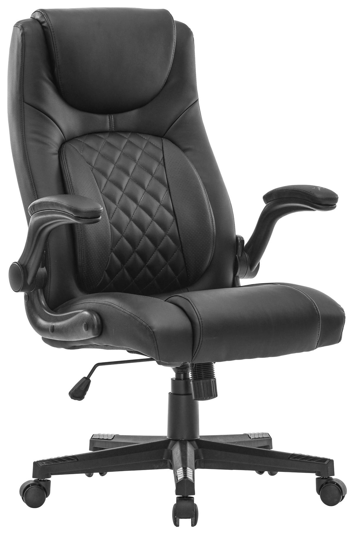 Chefsessel in Schwarz - Schwarz/Grau, Konventionell, Kunststoff/Textil (65/113-123/64cm) - Premium Living