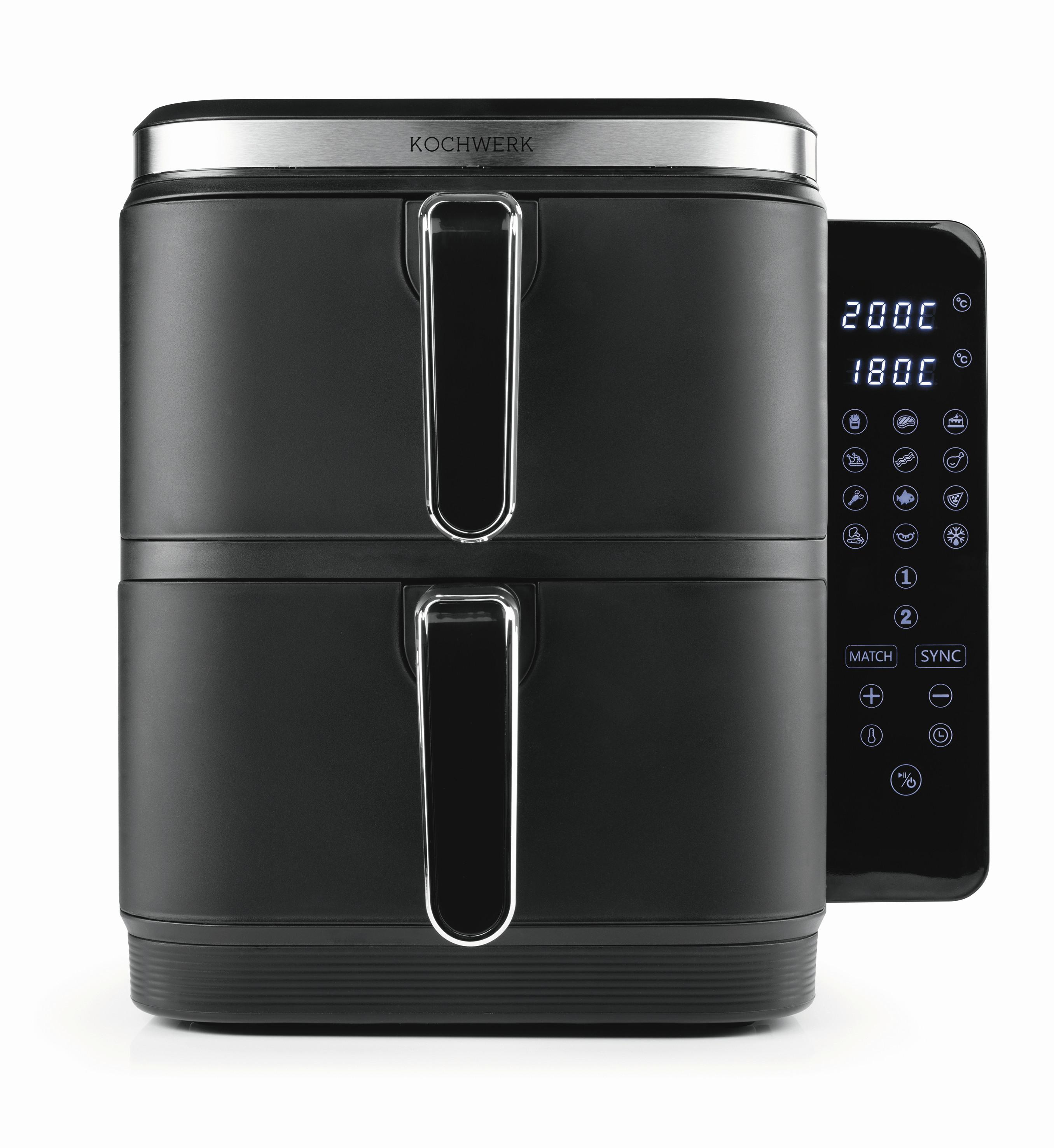Heißluftfritteuse Kochwerk Schwarz max. 2800 Watt - Schwarz, MODERN, Kunststoff/Metall (38,7/30,3/31,9cm)