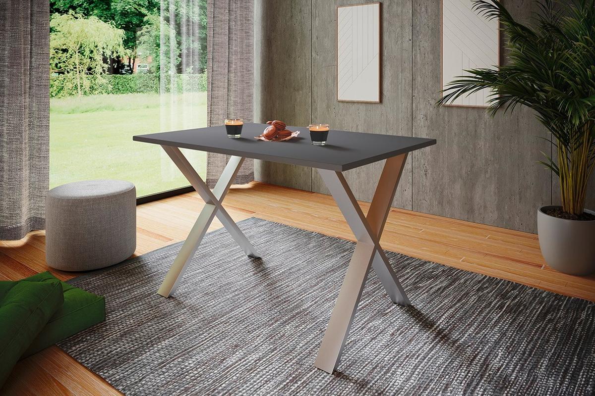 SCHREIBTISCH LONA - Anthrazit/Silberfarben, Design (160/76/80cm) - MID.YOU