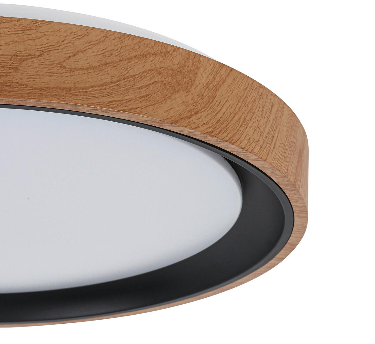 LAMPA SUFITOWA TINA - kolor dębowy/czarny, Trend, tworzywo sztuczne/metal (40/7cm) - Novel