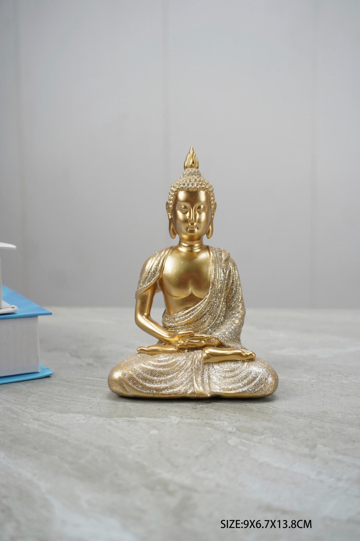 Dekor Buddha Kiran - aranyszínű, műanyag (9/6,9/14cm)