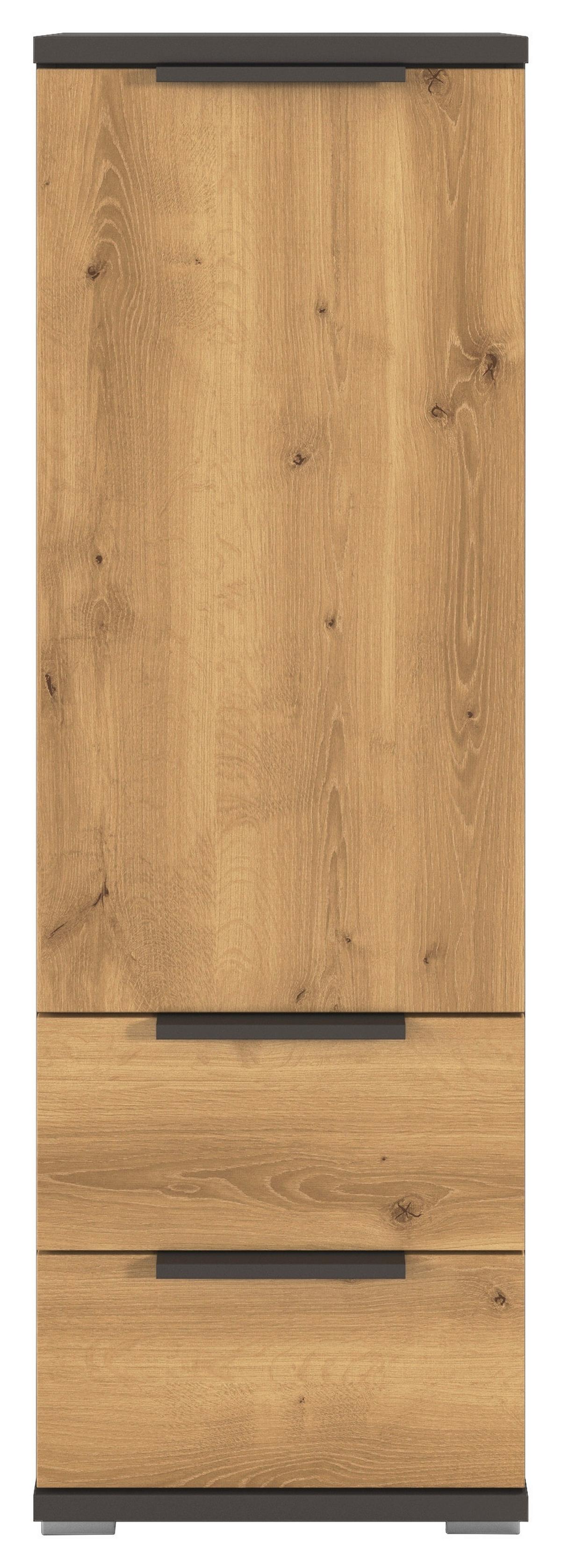 Komoda Endora, Barva Hrasta, Barva Grafita - barve hrasta/barve aluminija, Konvencionalno, kovina/umetna masa (40/122/42cm) - Xora