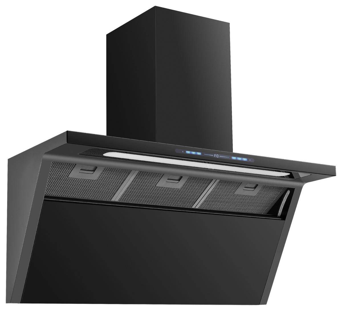 Dunstabzugshaube WS55-90 Schwarz - Schwarz, Basics, Glas/Metall (90/79,2-118,2/37cm) - PKM