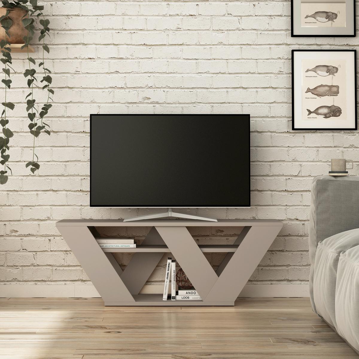 Phonotisch Pipralla ca. 110x30x40 cm Weiß - Mokka, Design, Holzwerkstoff (110/30/40cm) - Livetastic