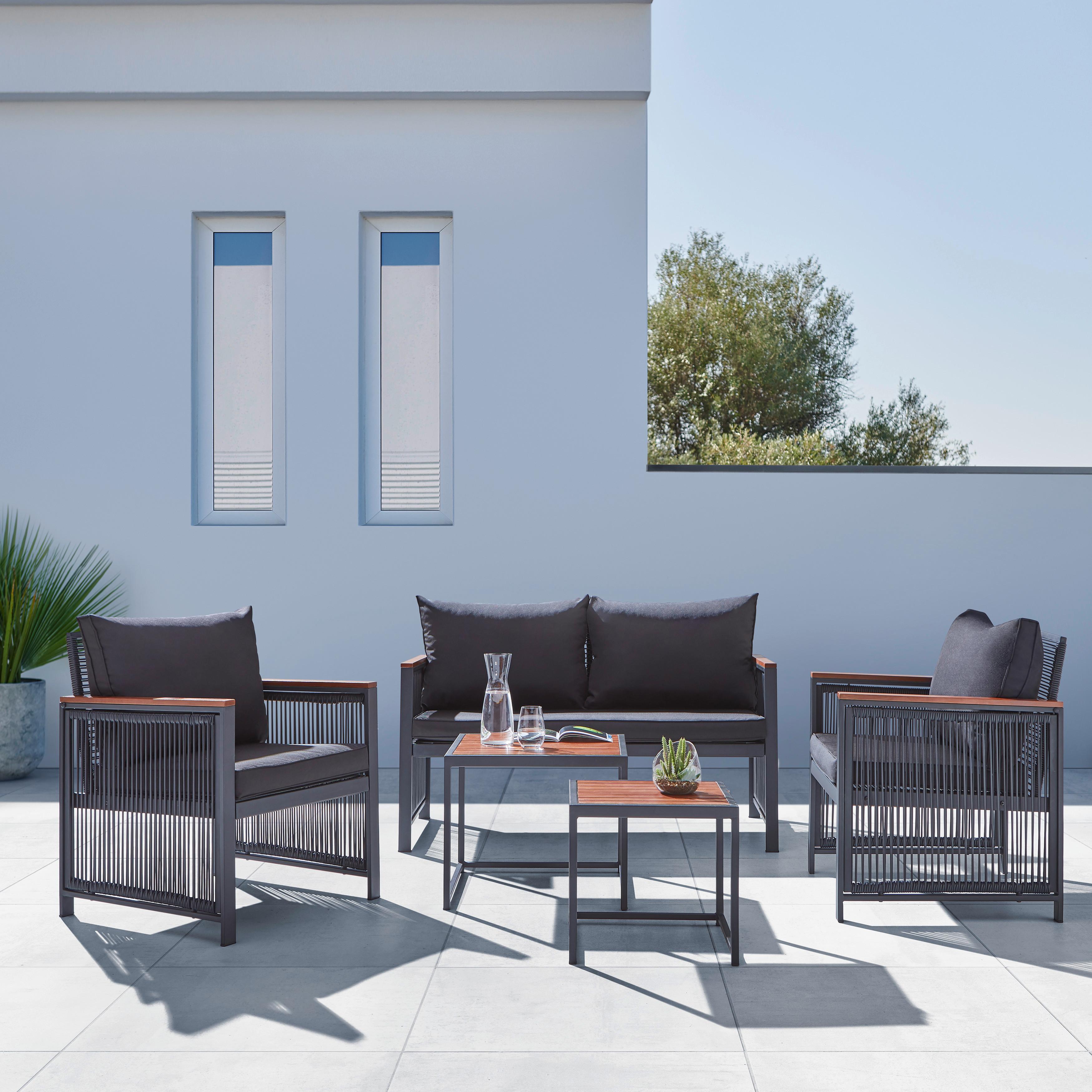 Lounge Garnitúra Michelle - Natúr/Sötétszürke, modern, Műanyag/Fém - Bessagi Garden