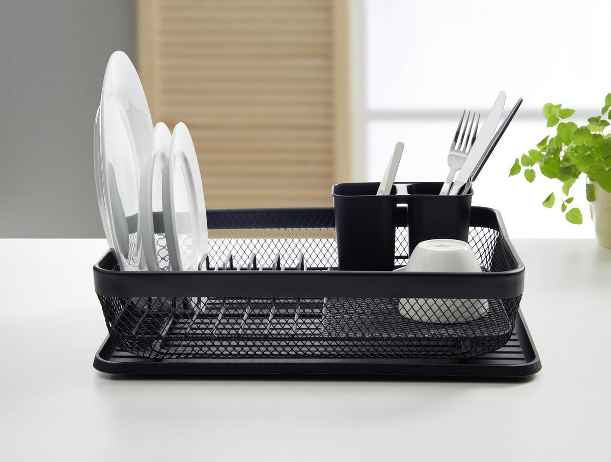SUSZARKA DO NACZYŃ MODERN KITCHEN - czarny, Basics, tworzywo sztuczne/metal (41/30/13,5cm) - Homeware Profession.
