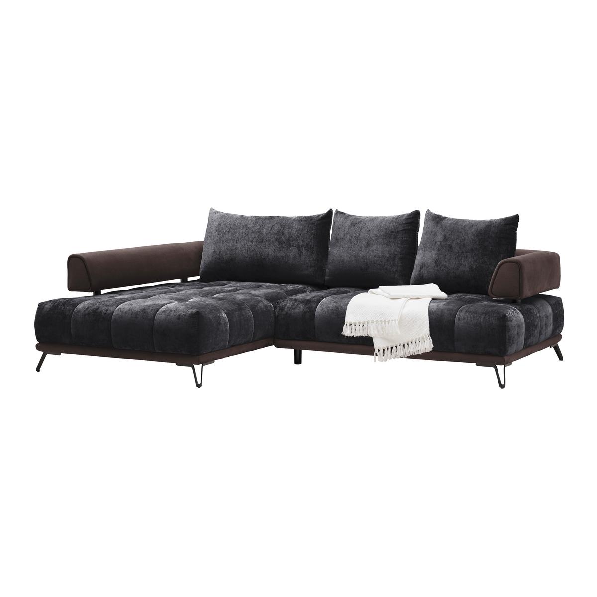 Ecksofa Morgan Anthrazit - Anthrazit/Schwarz, MODERN, Textil/Metall (184/262cm) - Mömax