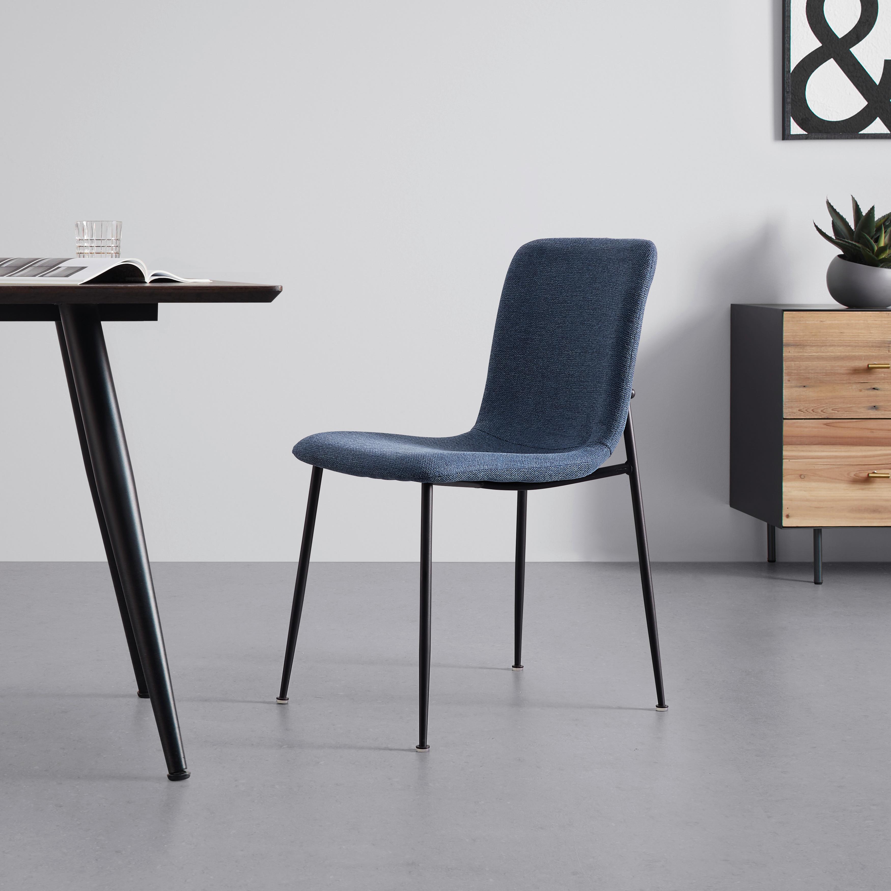 Stuhl "Nele", blau, Gepolstert - Blau/Schwarz, MODERN, Holz/Textil (43/83/56cm) - Bessagi Home
