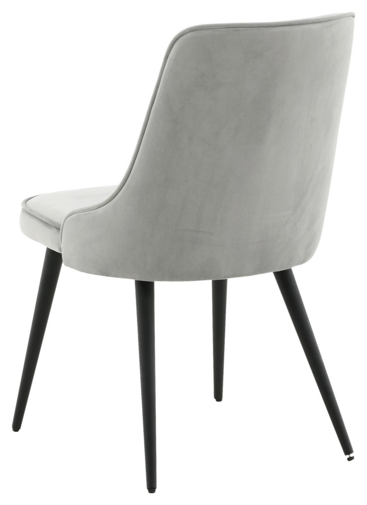 STUHL-SET VELVET DELUXE - Hellgrau/Schwarz, Design, Kunststoff/Textil (50/88,5/66cm) - Livetastic