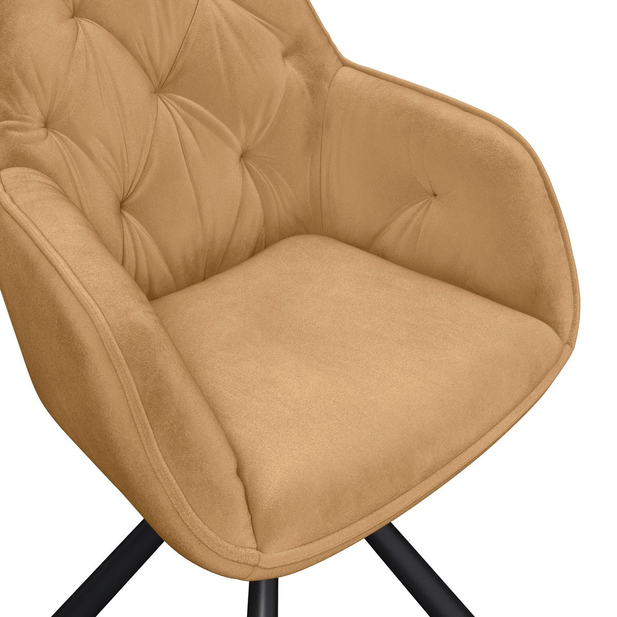 Naslanjač Silvi, Rjava, Žamet, Vrtljiv - črna/rjava, Konvencionalno, kovina/tekstil (62/85/62cm)