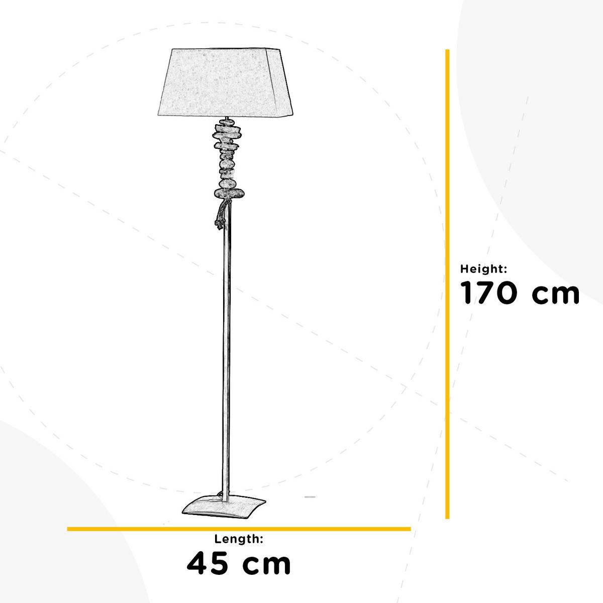 Stehleuchte Seregon Schwarz/Weiß max. 22 Watt - Schwarz/Weiß, Natur, Textil/Stein (45/25/170cm)