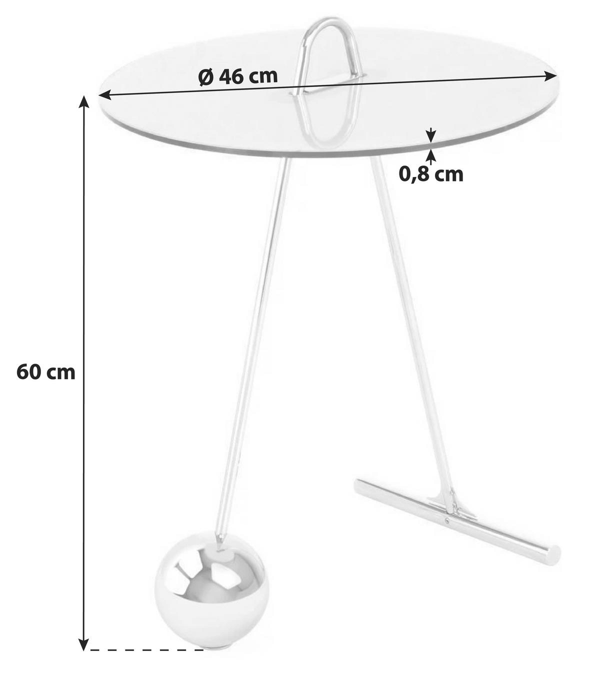 Beistelltisch Pendulum Glas Schwarz/Silber ca. 46x60 cm - Silberfarben/Schwarz, Basics, Glas/Metall (46/46/60cm) - Kayoom