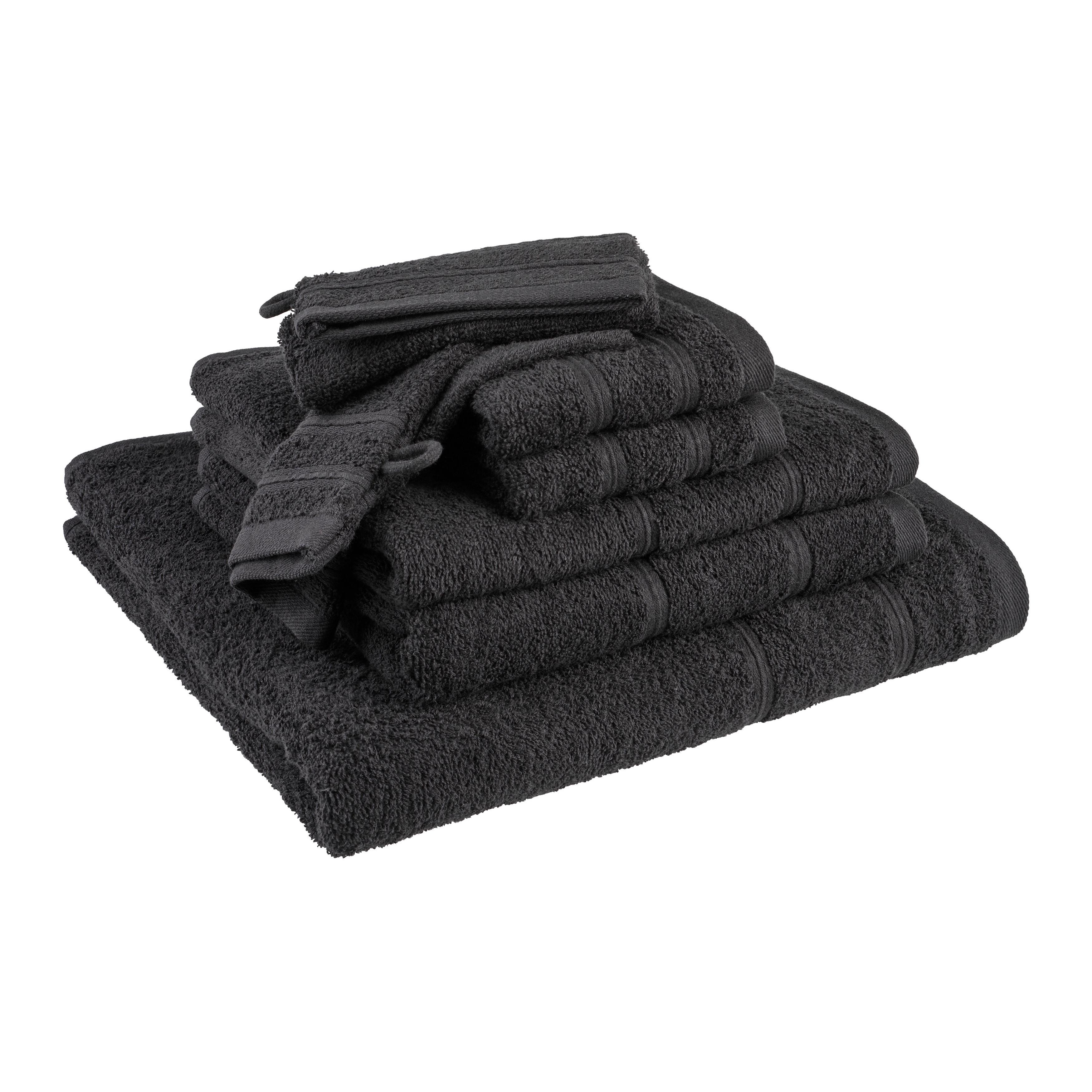 Frottierset Melanie Schwarz, 7-teilig - Schwarz, Textil (25/35/8cm) - Mömax