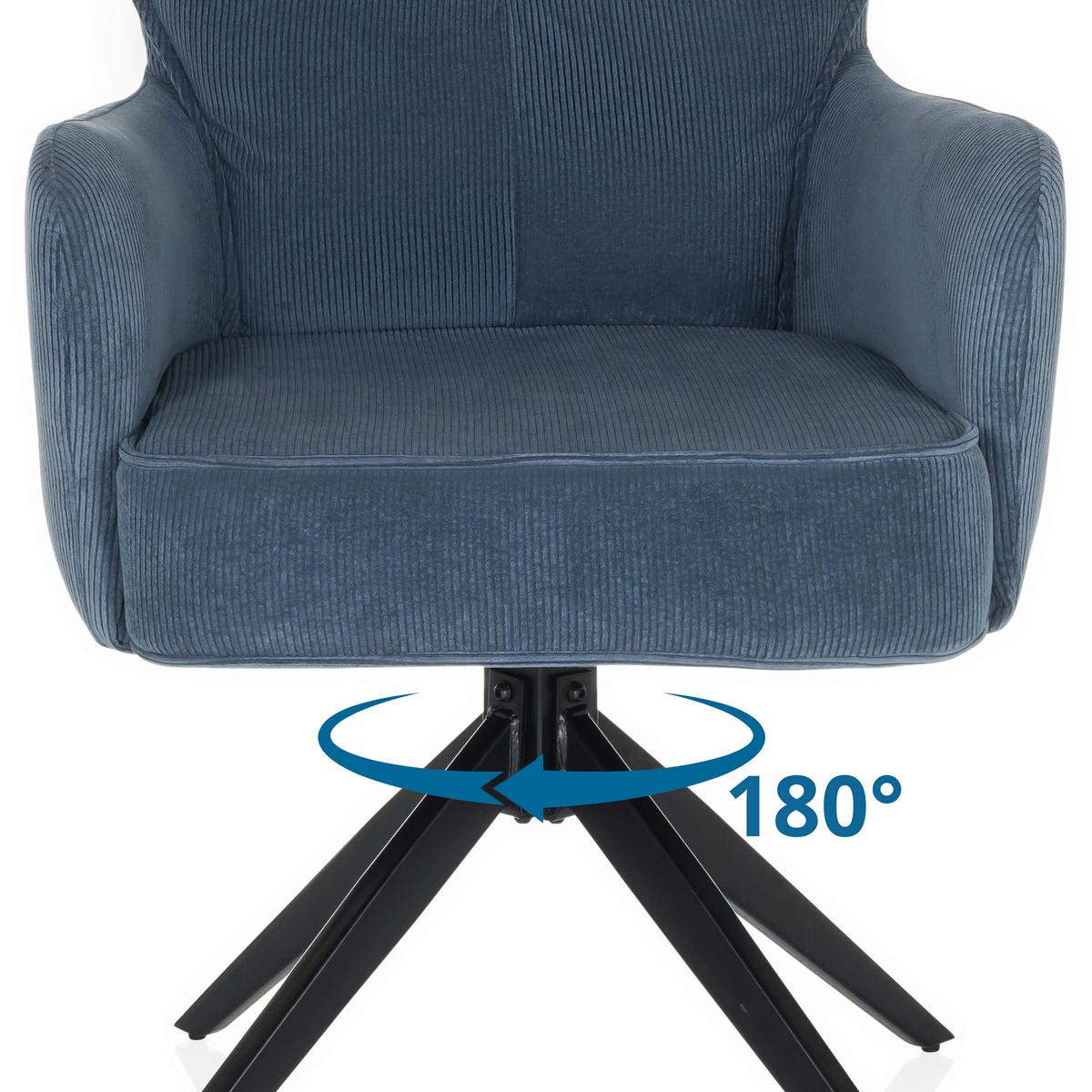 Naslanjač Tarugo, Modra - modra/črna, Moderno, kovina/tekstil (58/94/60cm) - MID.YOU