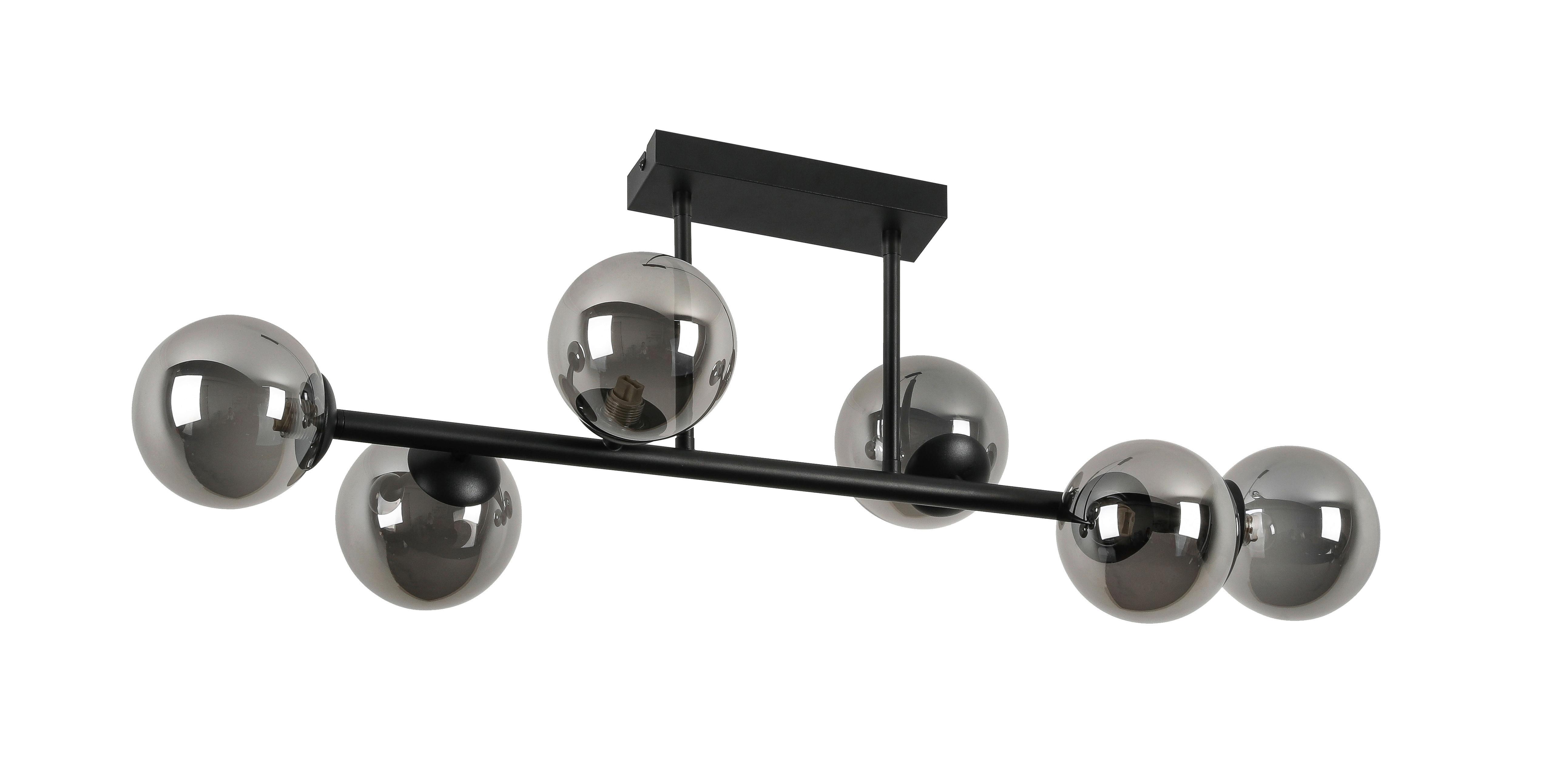 TAKLAMPA LISIB - kromfärg/svart, Modern, metall/glas (85/28/27cm) - Mömax