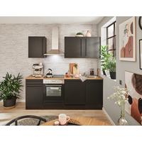 Küchenblock Jazz mit Geräten ca.220 cm Schwarz - Eichefarben/Schwarz, LIFESTYLE, Holzwerkstoff/Kunststoff (220/211/60cm) - P & B