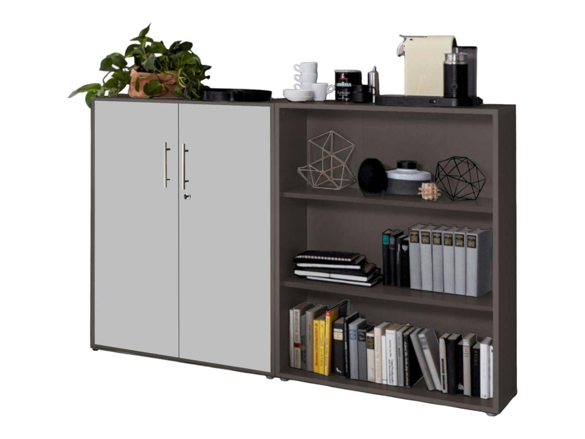 AKTENSCHRANK OFFICE EDITION-SW SET 1 NIEDR. - Anthrazit/Hellgrau, MODERN, Holzwerkstoff (168,8/113,6/33cm) - MID.YOU