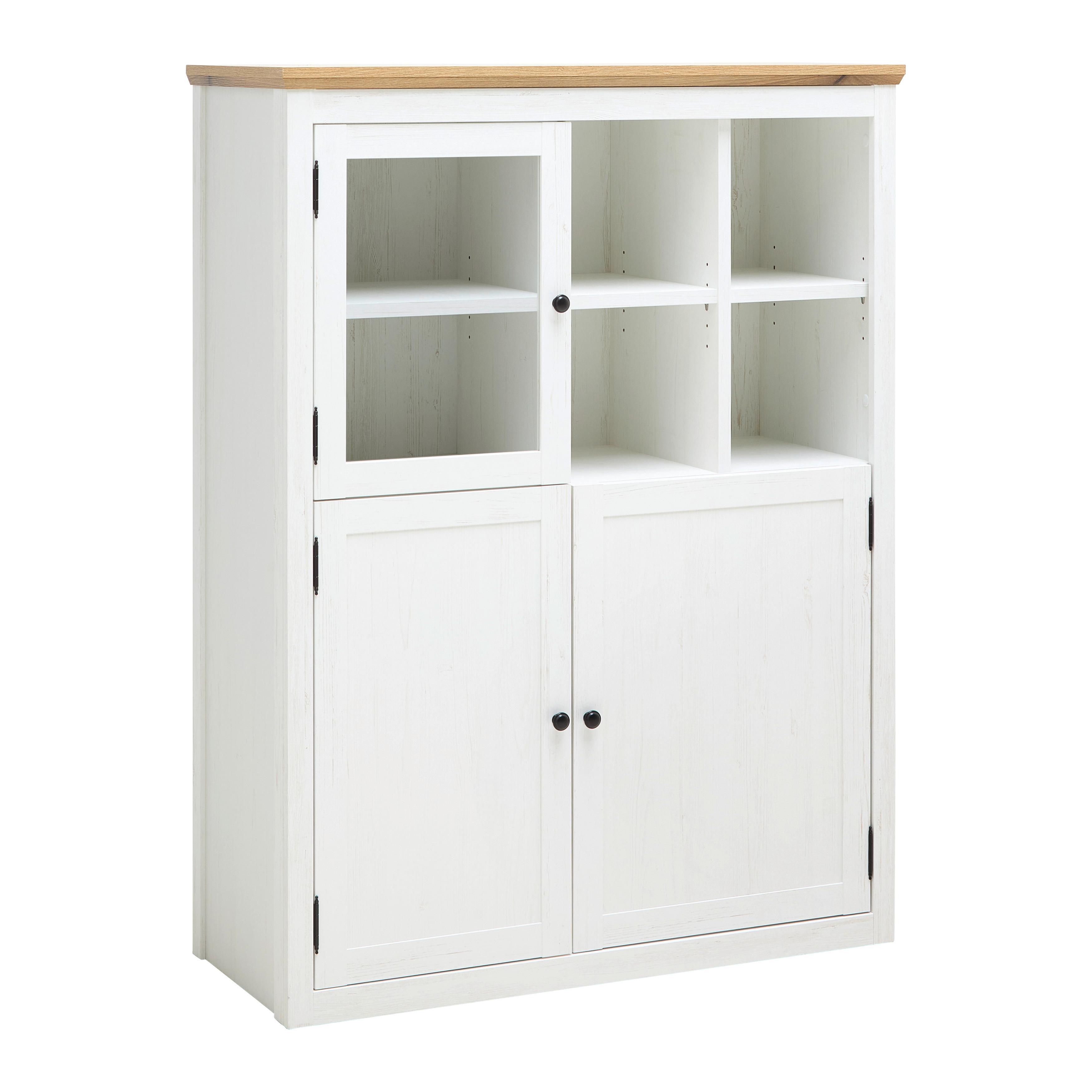HÖG BYRÅ KORSIKA -EXKLUSIV- - vit/svart, Romantik / Lanthus, metall/trämaterial (105,5/140/43cm) - Mömax