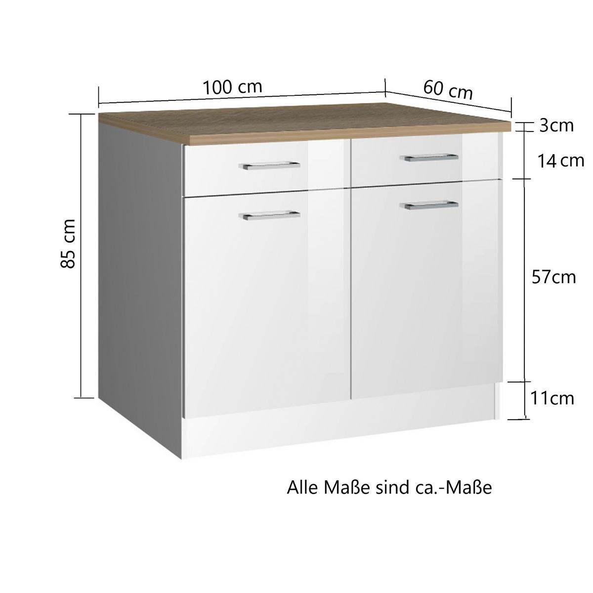 Küchenunterschrank Mailand Graphitfarben - Silberfarben/Graphitfarben, MODERN, Holzwerkstoff/Metall (100/85/60cm) - Held