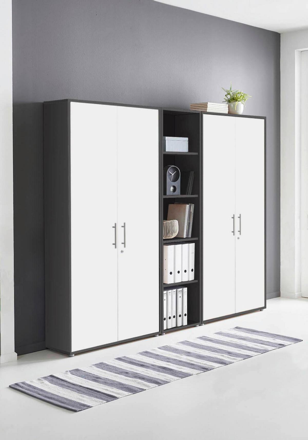 AKTENSCHRANK OFFICE EDITION - SW SET 10 - Anthrazit/Weiß, MODERN, Holzwerkstoff (212,9/185,6/33cm) - MID.YOU
