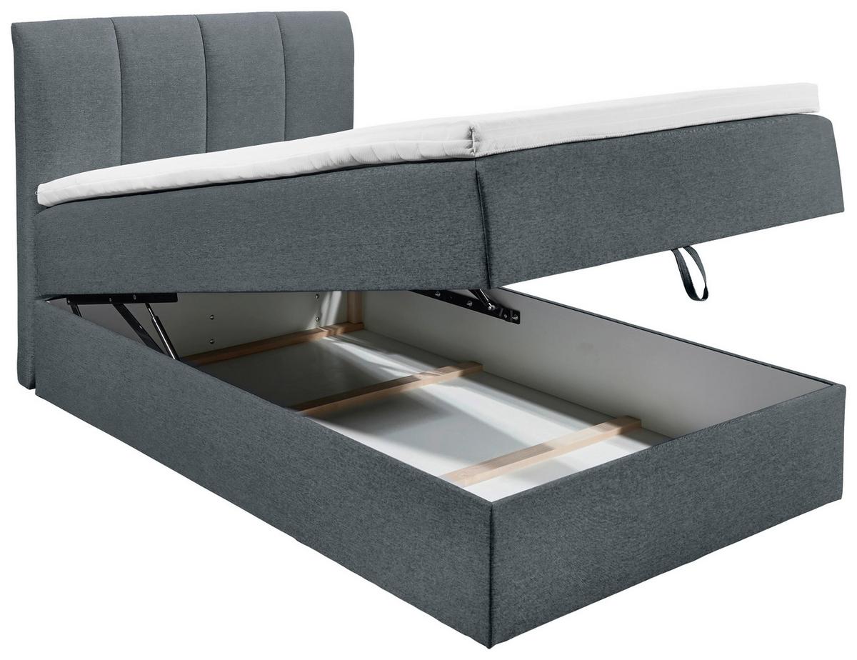 Boxspringbett Granada ca. 120x200 cm Anthrazit - Anthrazit/Schwarz, Basics, Kunststoff/Textil (120/200cm) - MID.YOU