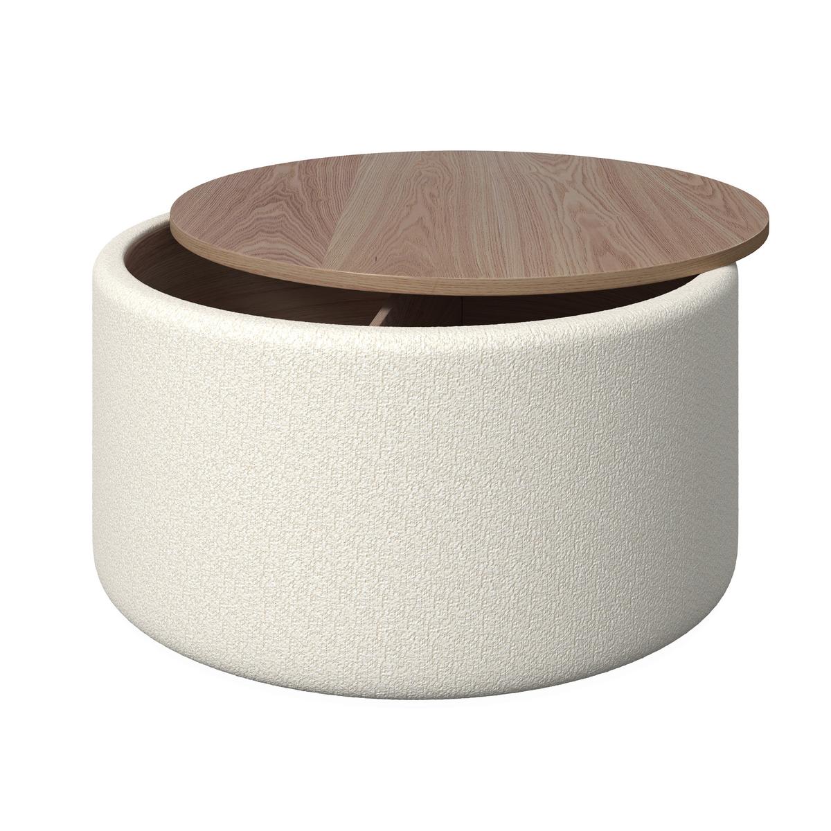 Couchtisch mit Stauraum Elliot Bouclé Weiß - Naturfarben/Weiß, MODERN, Holz/Holzwerkstoff (70/35cm) - Bessagi Home