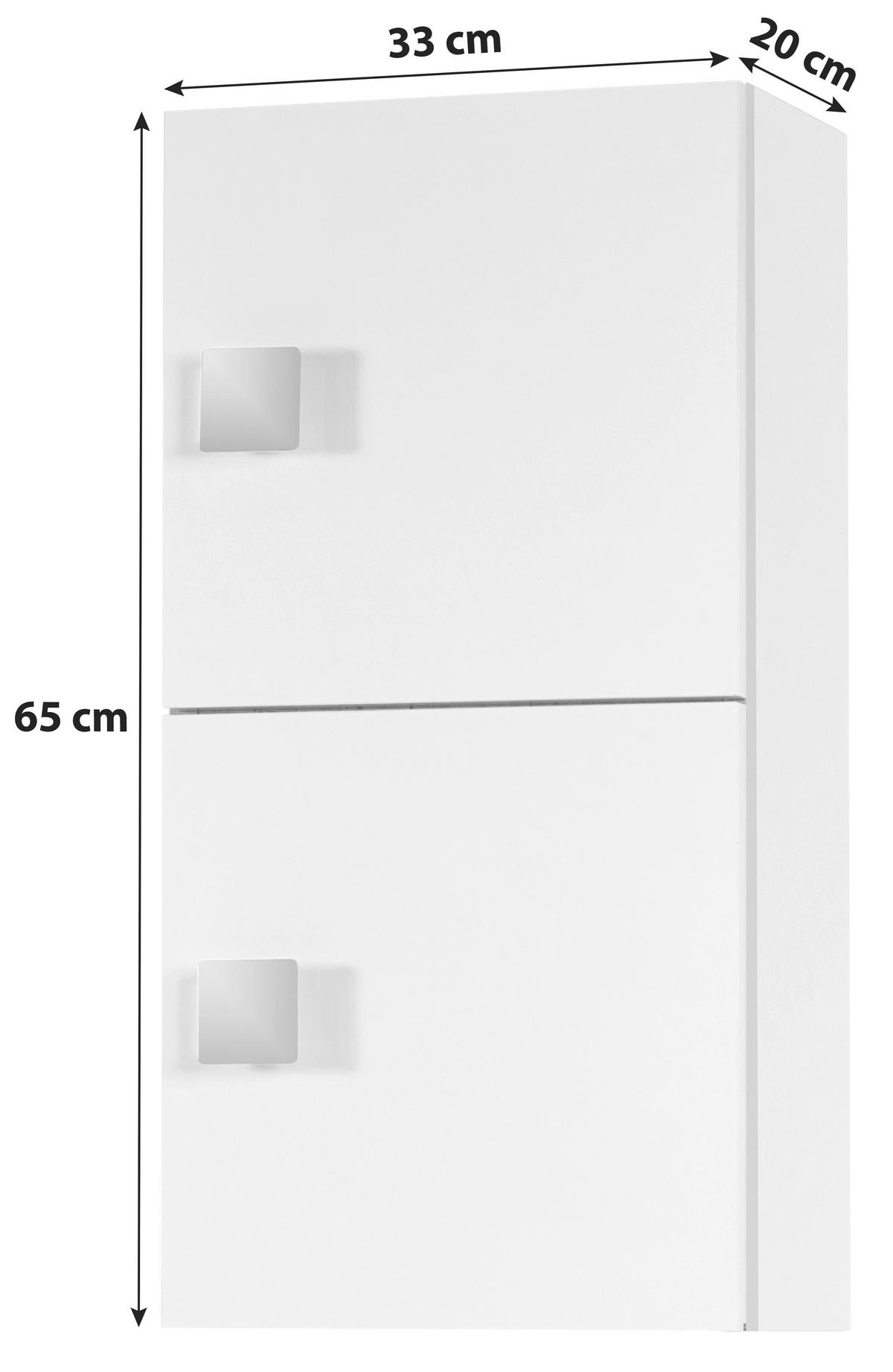 Oberschrank "Quadra" , weiß - Chromfarben/Weiß, MODERN, Holzwerkstoff/Metall (33,0/65,0/20,0cm) - MID.YOU