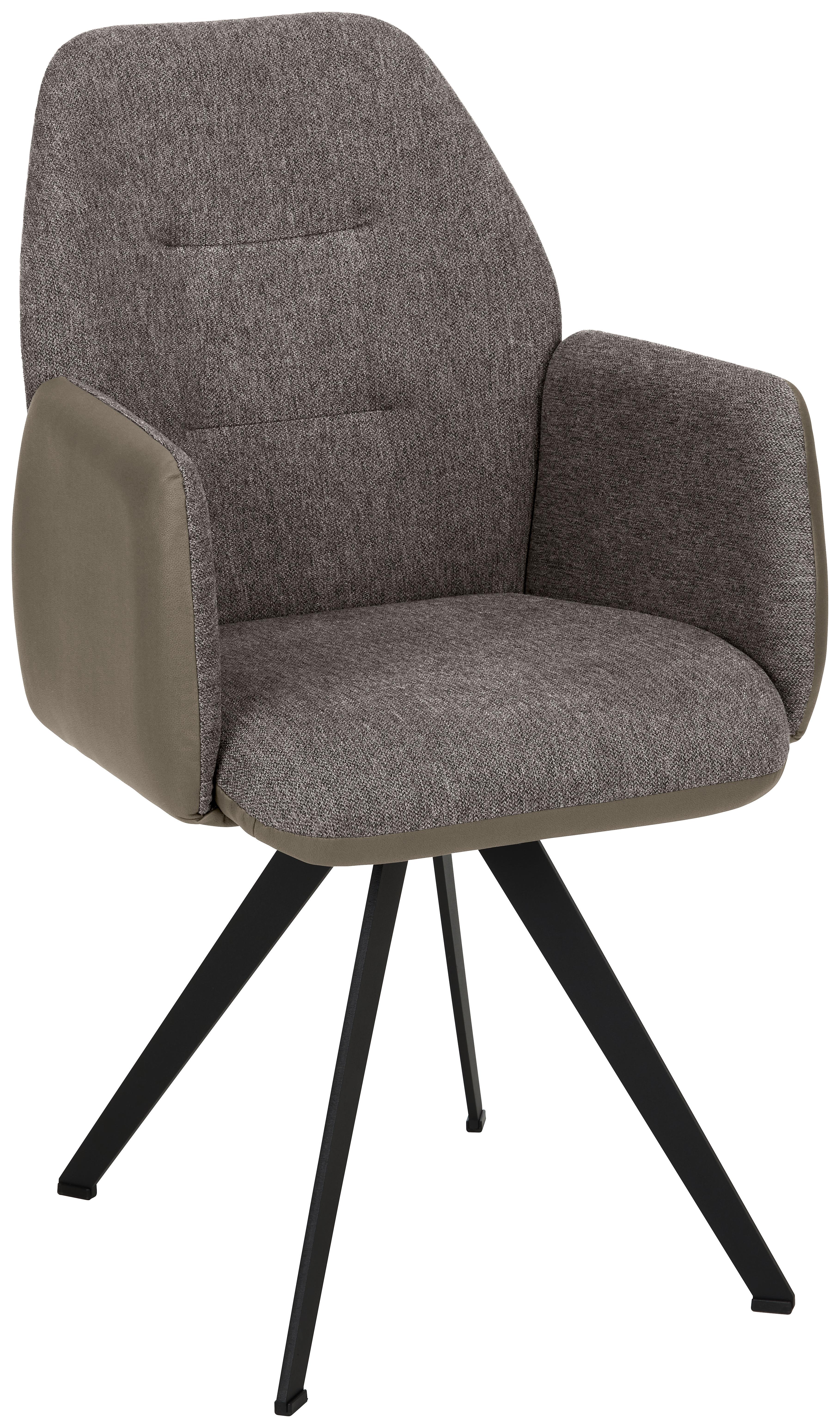 Armlehnstuhl Storm in Braun/Schwarz - Schwarz/Braun, Modern, Textil/Metall (57/96,5/63cm) - Premium Living