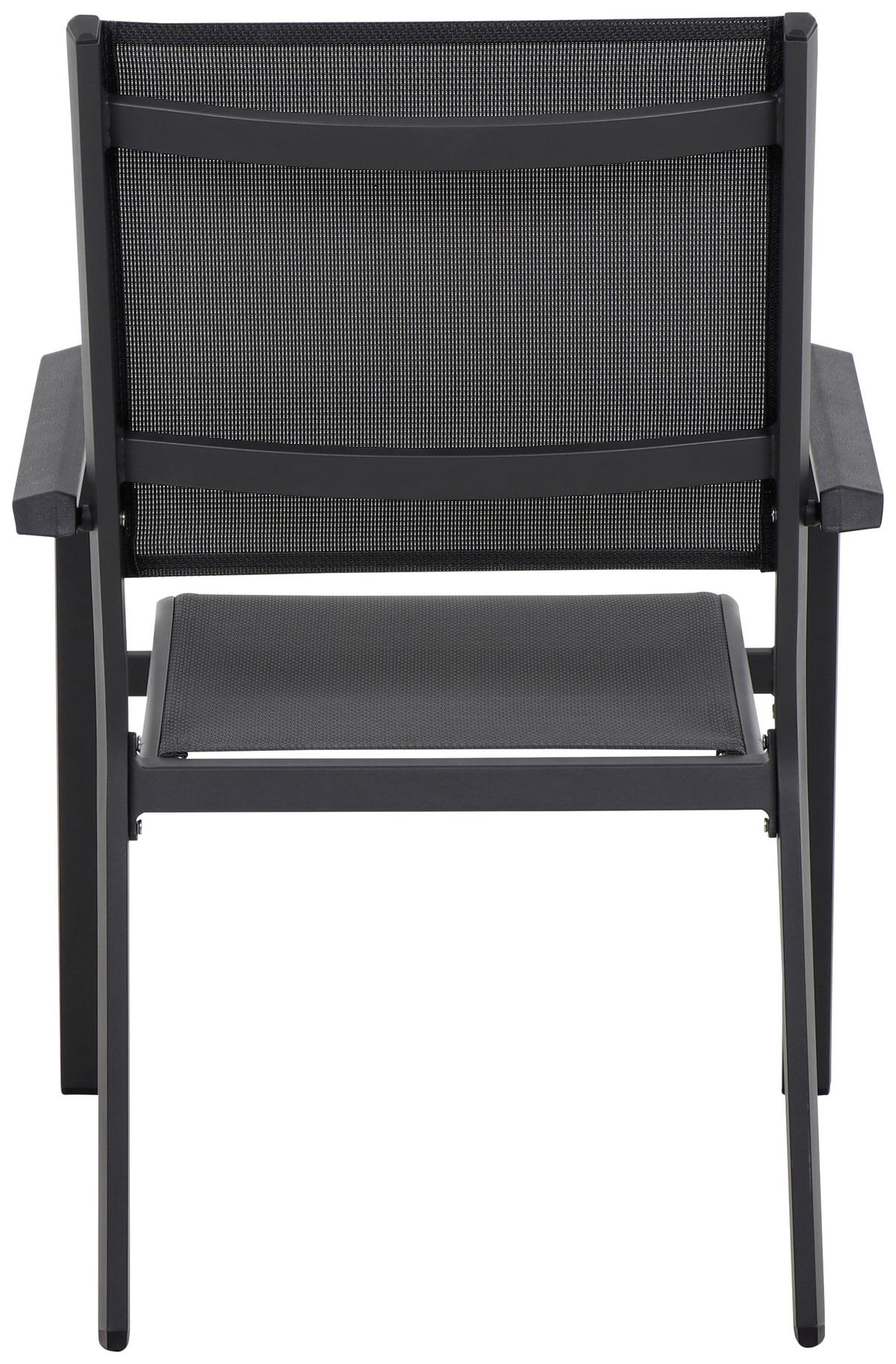 Gartensessel stapelbar Tesoro Aluminium/Textil - Anthrazit/Schwarz, KONVENTIONELL, Kunststoff/Textil (63/97/67cm) - Siena Garden