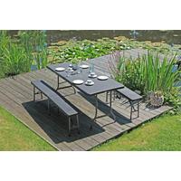 Gartengarnitur 3-tlg. Metall/ Kunststoff Schwarz - Schwarz, Basics, Kunststoff/Metall (180/75/73cm) - Gardenson