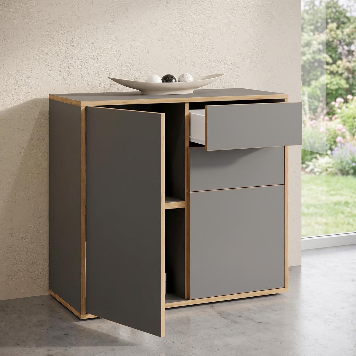 Kommode Salia B80 - Honigeiche/Anthrazit, Design, Holzwerkstoff/Kunststoff (79/74/33cm) - MID.YOU