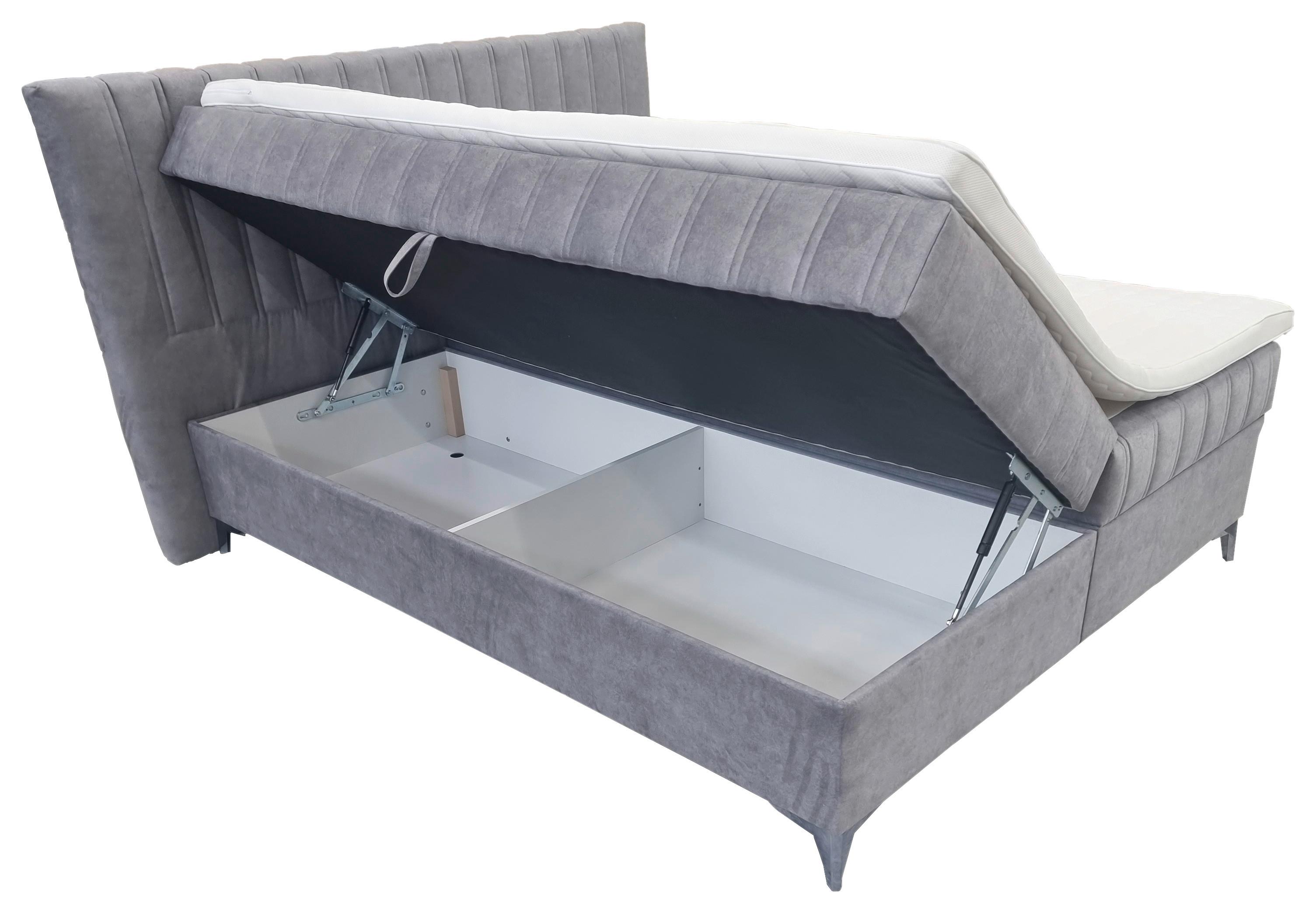 Boxspring Ágy Rapid 160 - szürke, Modern, faalapú anyag/textil (160/200cm)