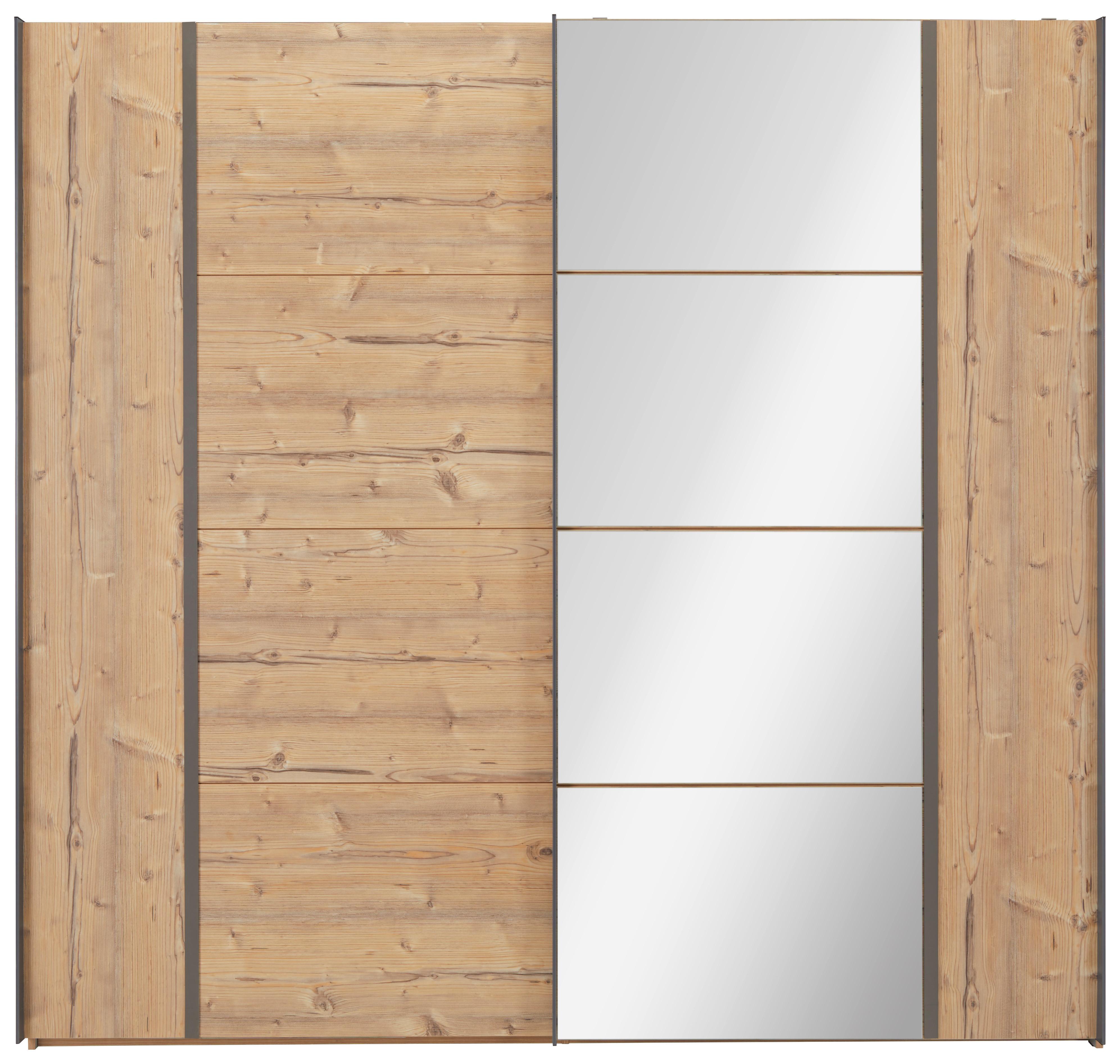 Schwebetürenschrank in Grau/Fichtefarben - Fichtefarben/Grau, Holzwerkstoff (220,1/210,5/61,2cm) - Premium Living