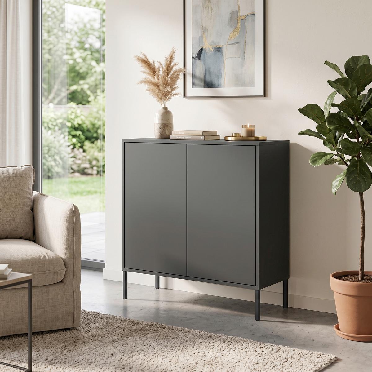 Kommode Mailand Typ 4 Anthrazit - Anthrazit, MODERN, Holzwerkstoff/Metall (79/86/33cm) - MID.YOU