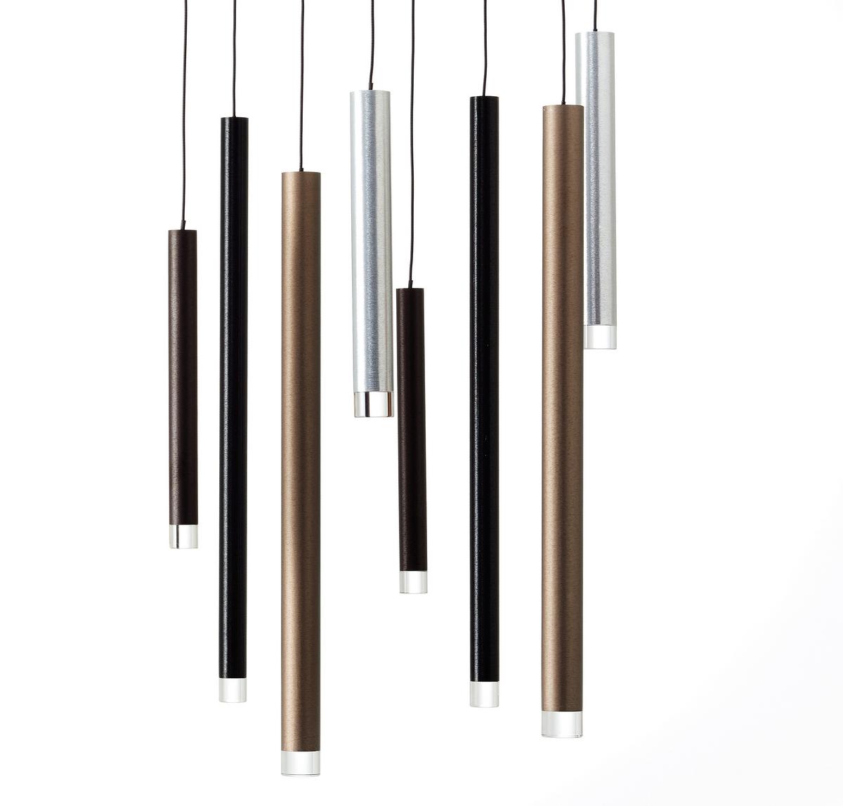 LAMPA WISZĄCA LED G93763/20 CEMBALO - czarny/kolor aluminiowy, Design, tworzywo sztuczne/metal (40/25/180cm)
