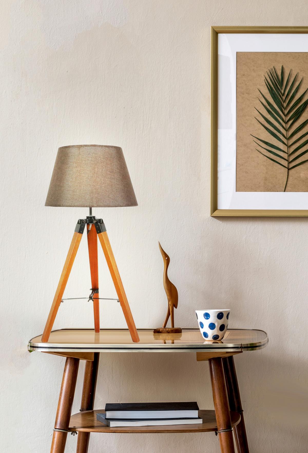Svjetiljka Stolna 41-31211 - smeđa, Natur, drvo/tekstil (35/35/68cm)